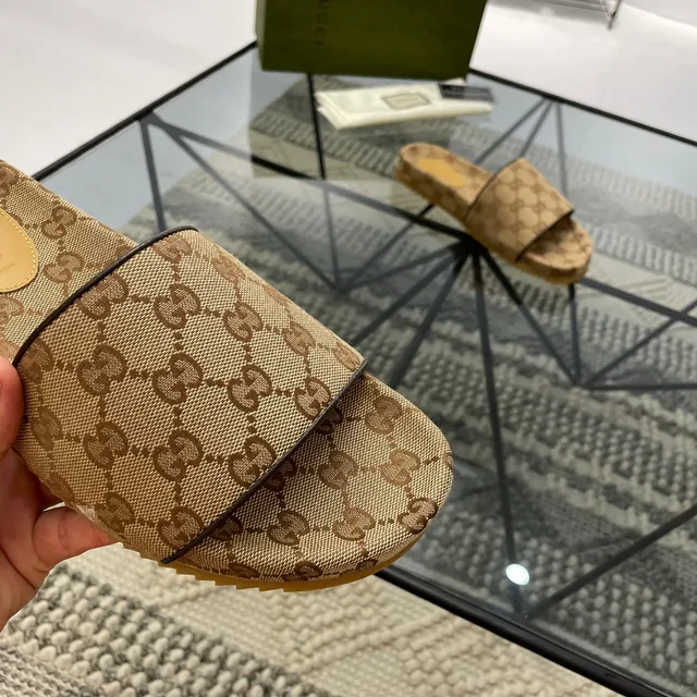 Gucci Screener GG Monogram Beige Brown Slippers 5
