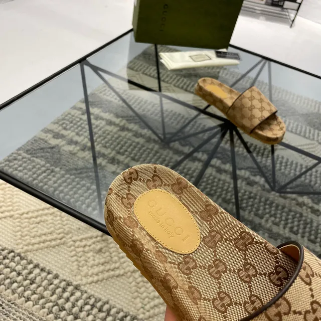 Gucci Screener GG Monogram Beige Brown Slippers 6