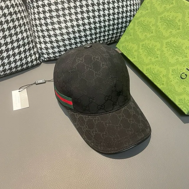 Gucci Screener GG Monogram Black Web Stripe Baseball Cap 3
