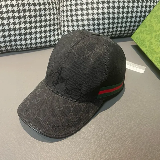 Gucci Screener GG Monogram Black Web Stripe Baseball Cap 4