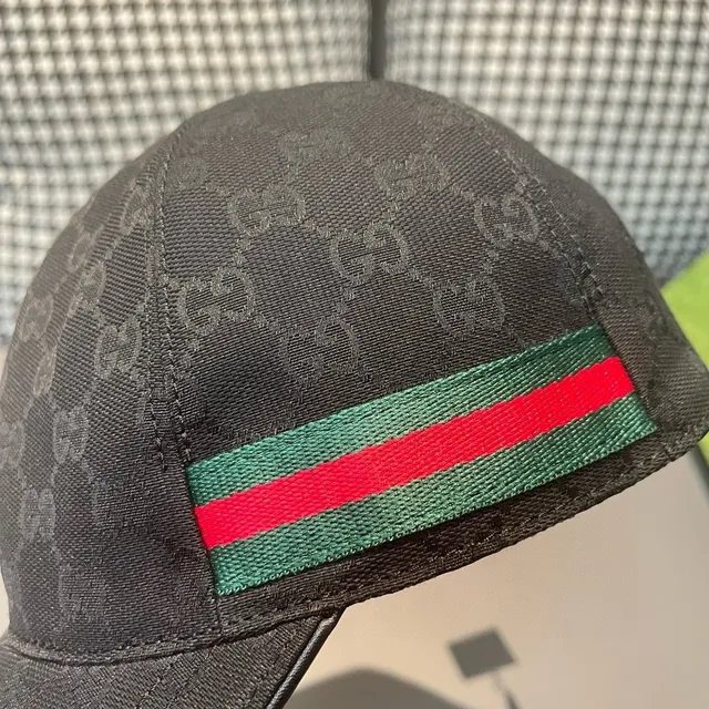 Gucci Screener GG Monogram Black Web Stripe Baseball Cap 6