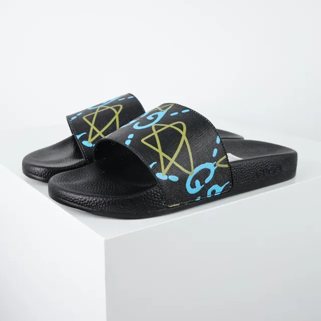 Gucci Screener Graffiti-Print Black Slippers 2