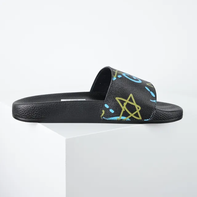 Gucci Screener Graffiti-Print Black Slippers 7