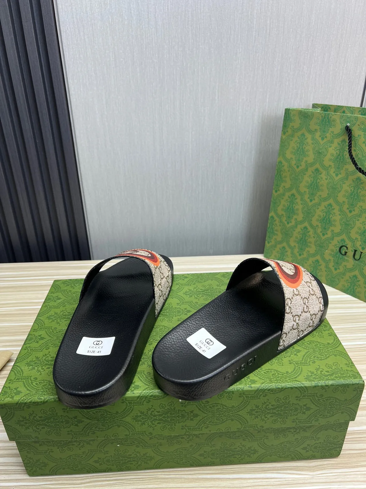 Gucci Screener Monogram Canvas Interlocking G Strap Slippers 2