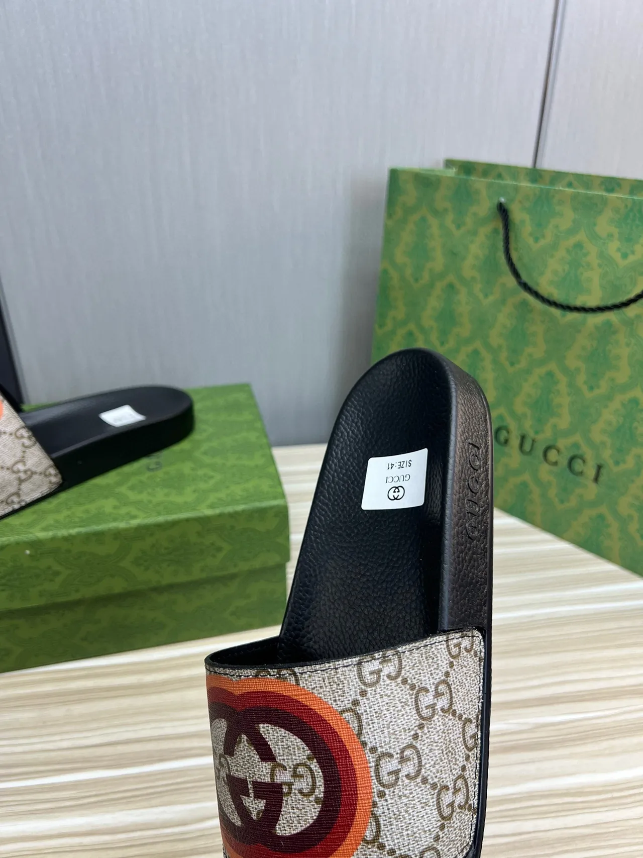 Gucci Screener Monogram Canvas Interlocking G Strap Slippers 4