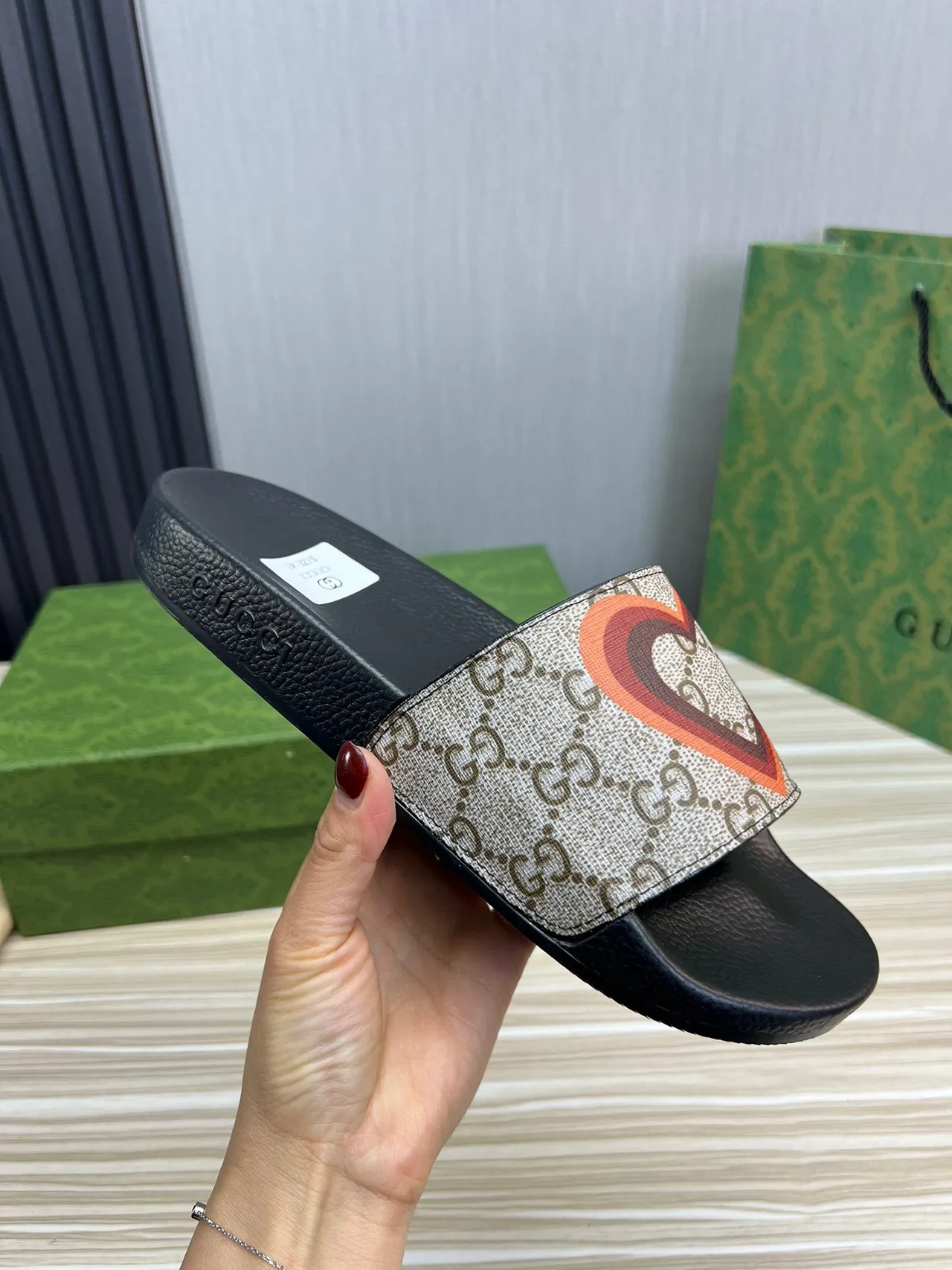 Gucci Screener Monogram Canvas Interlocking G Strap Slippers 5
