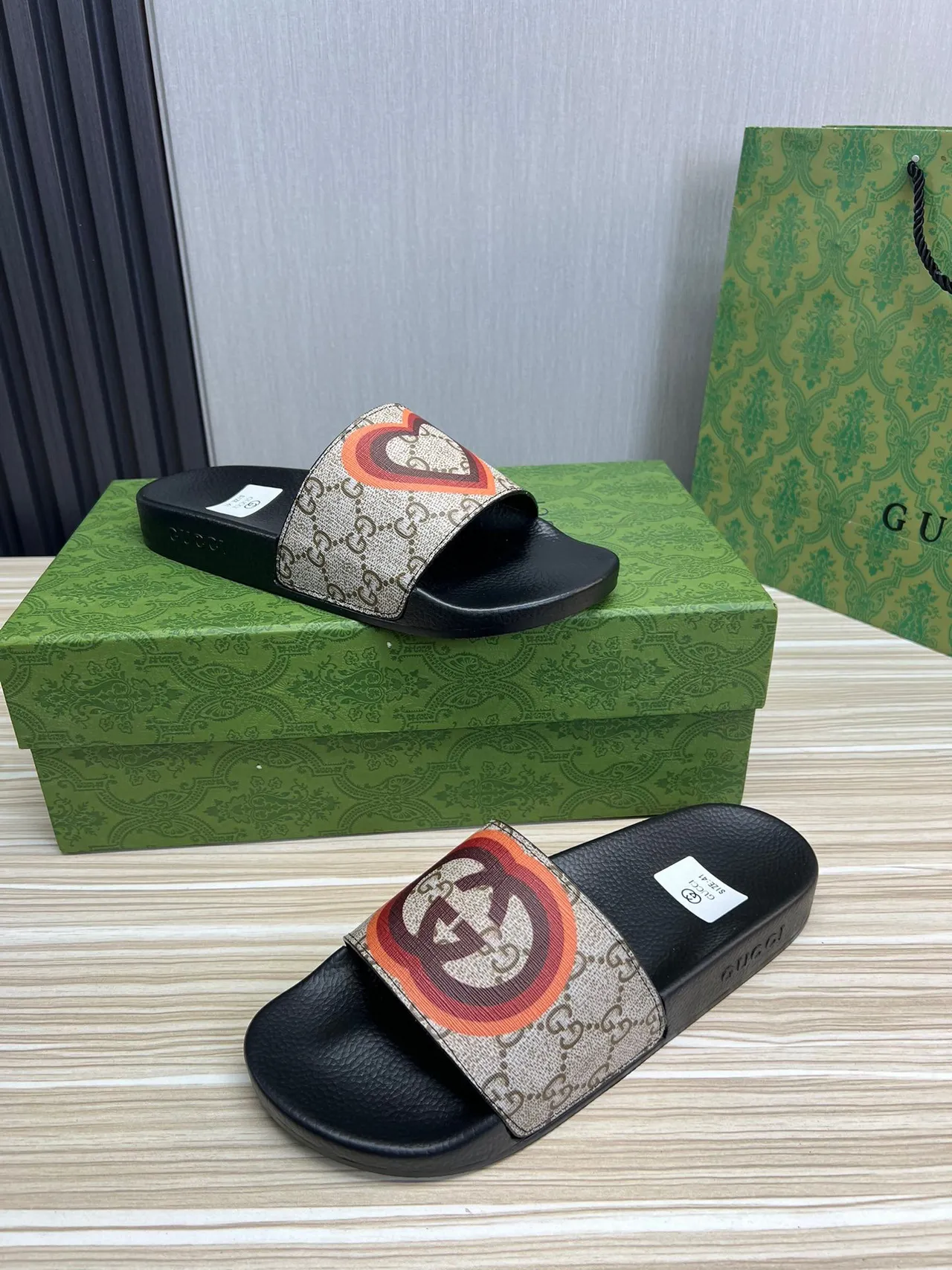 Gucci Screener Monogram Canvas Interlocking G Strap Slippers 8