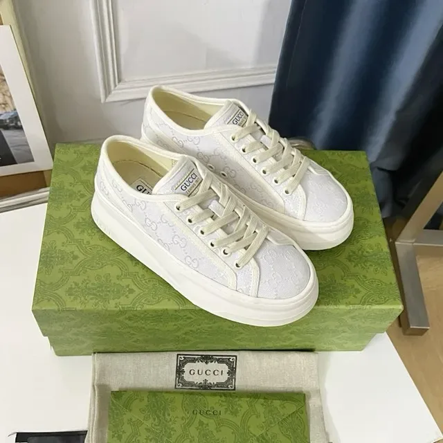 Gucci Screener Monogrammed Mesh White Lifestyle Sneakers 3