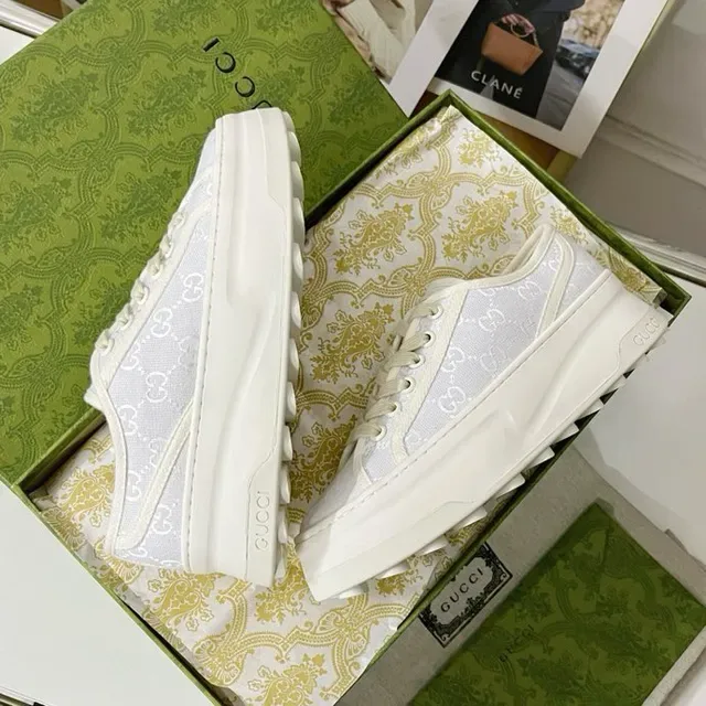 Gucci Screener Monogrammed Mesh White Lifestyle Sneakers 7