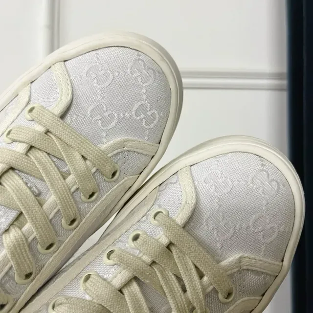 Gucci Screener Monogrammed Mesh White Lifestyle Sneakers 9