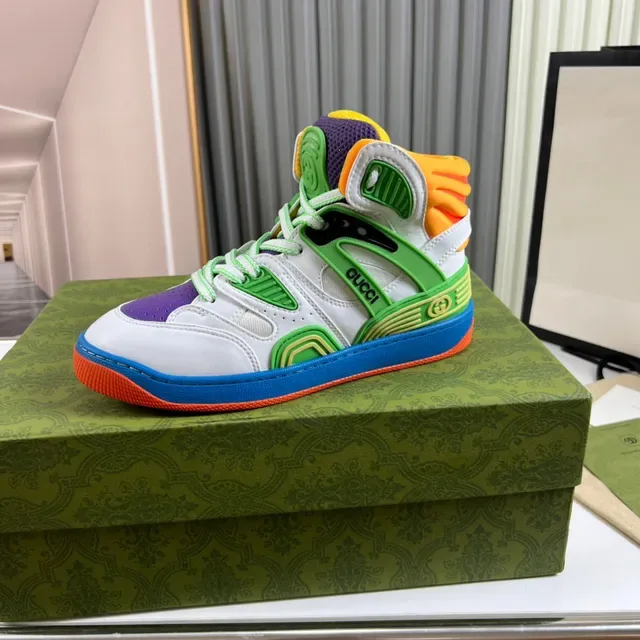 Gucci Screener multicolor com camadas high top estilo de vida tênis 1
