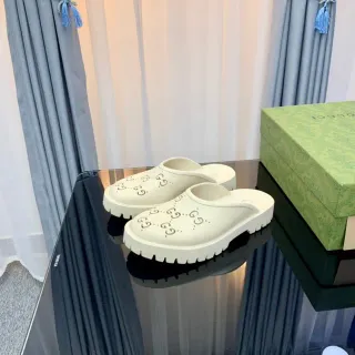 Gucci Screener Off-White Perforated GG Monogram Slippers