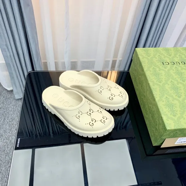 Gucci Screener Off-White Perforated GG Monogram Slippers 3