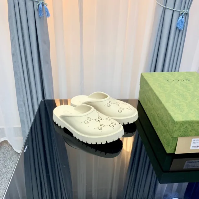 Gucci Screener Off-White Perforated GG Monogram Slippers 5