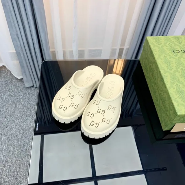 Gucci Screener Off-White Perforated GG Monogram Slippers 6