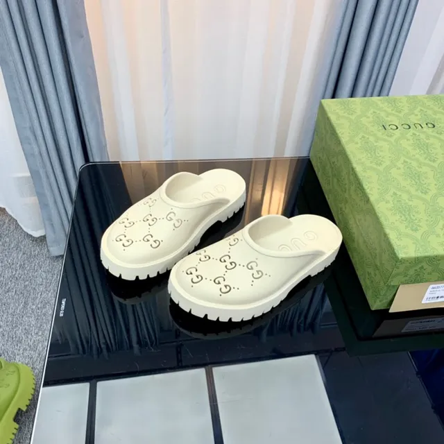 Gucci Screener Off-White Perforated GG Monogram Slippers 7