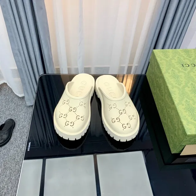 Gucci Screener Off-White Perforated GG Monogram Slippers 8