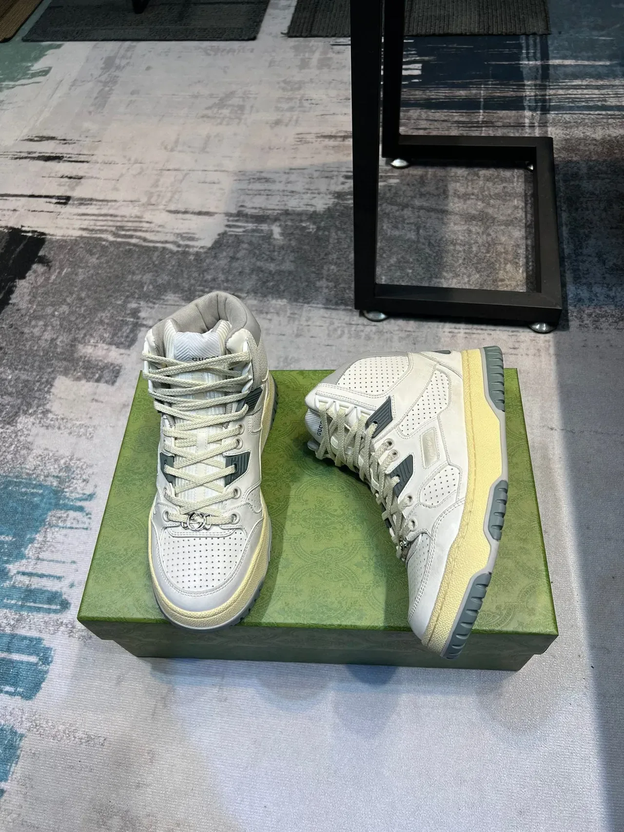 Gucci Screener Off-White Perforated Leather High-Top Sneakers 4