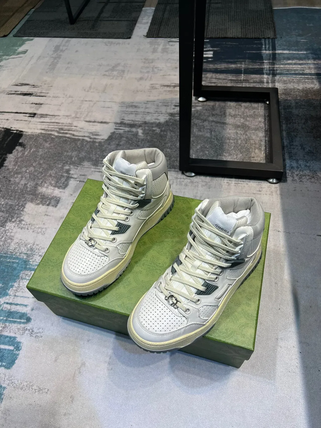 Gucci Screener Off-White Perforated Leather High-Top Sneakers 5