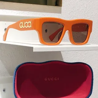 Gucci Screener Orange Bold Rectangular Sunglasses