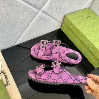 Gucci Screener Pink GG Monogram Slide Slippers