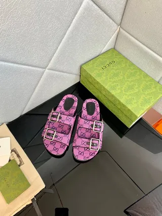 Gucci Screener Pink GG Monogram Slide Slippers 7