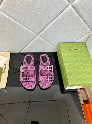 Gucci Screener Pink GG Monogram Slide Slippers 8