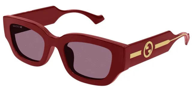 Gucci Screener Red Pink Rectangular Frame Thick Acetate Temples Sunglasses 3
