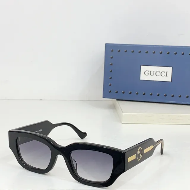 Gucci Screener Red Pink Rectangular Frame Thick Acetate Temples Sunglasses 5