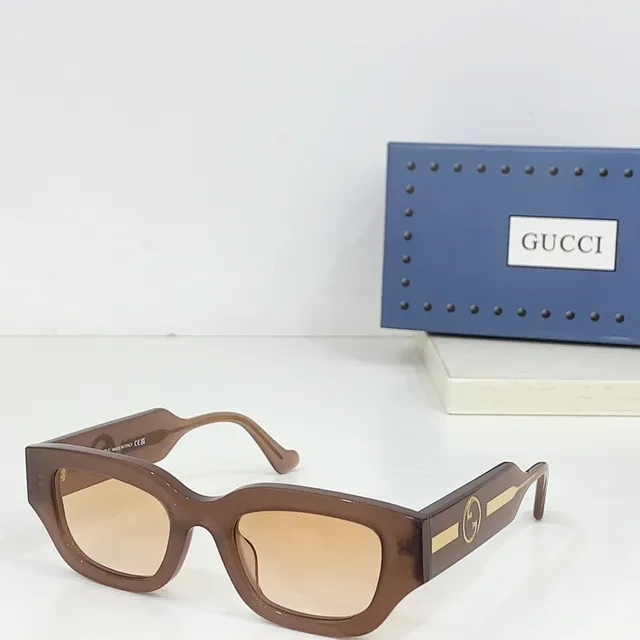 Gucci Screener Red Pink Rectangular Frame Thick Acetate Temples Sunglasses 7