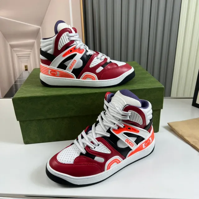 Gucci Screener Chaussures Lifestyle Rouge Blanc Orange Noir 7