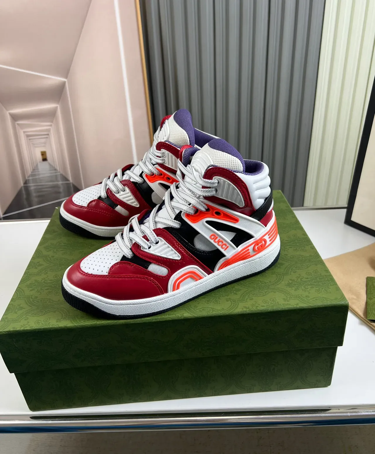 Gucci Screener Chaussures Lifestyle Rouge Blanc Orange Noir 8