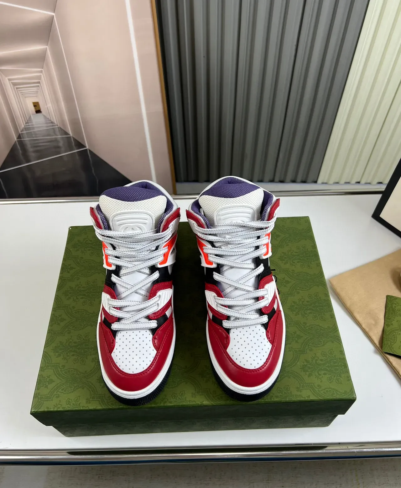 Gucci Screener Chaussures Lifestyle Rouge Blanc Orange Noir 9