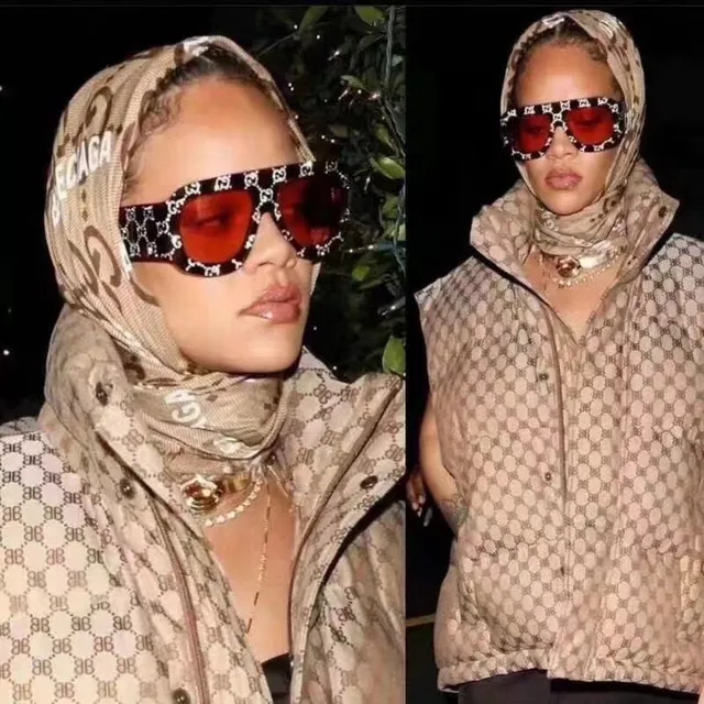 Gucci Screener حراشيف السلاحف GG-Studded نظارات شمسية مربعة oversized 9