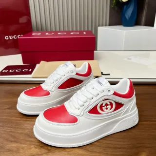 Gucci Screener White and Red Leather Lifestyle Sneakers