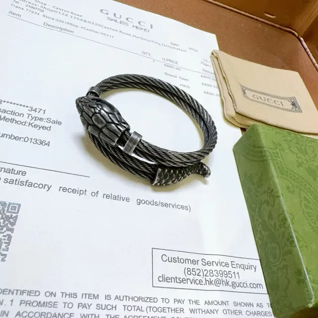 Gucci Serpenti Bracelet Preto Prata Cabo Enrolado Cabeça De Cobra 9