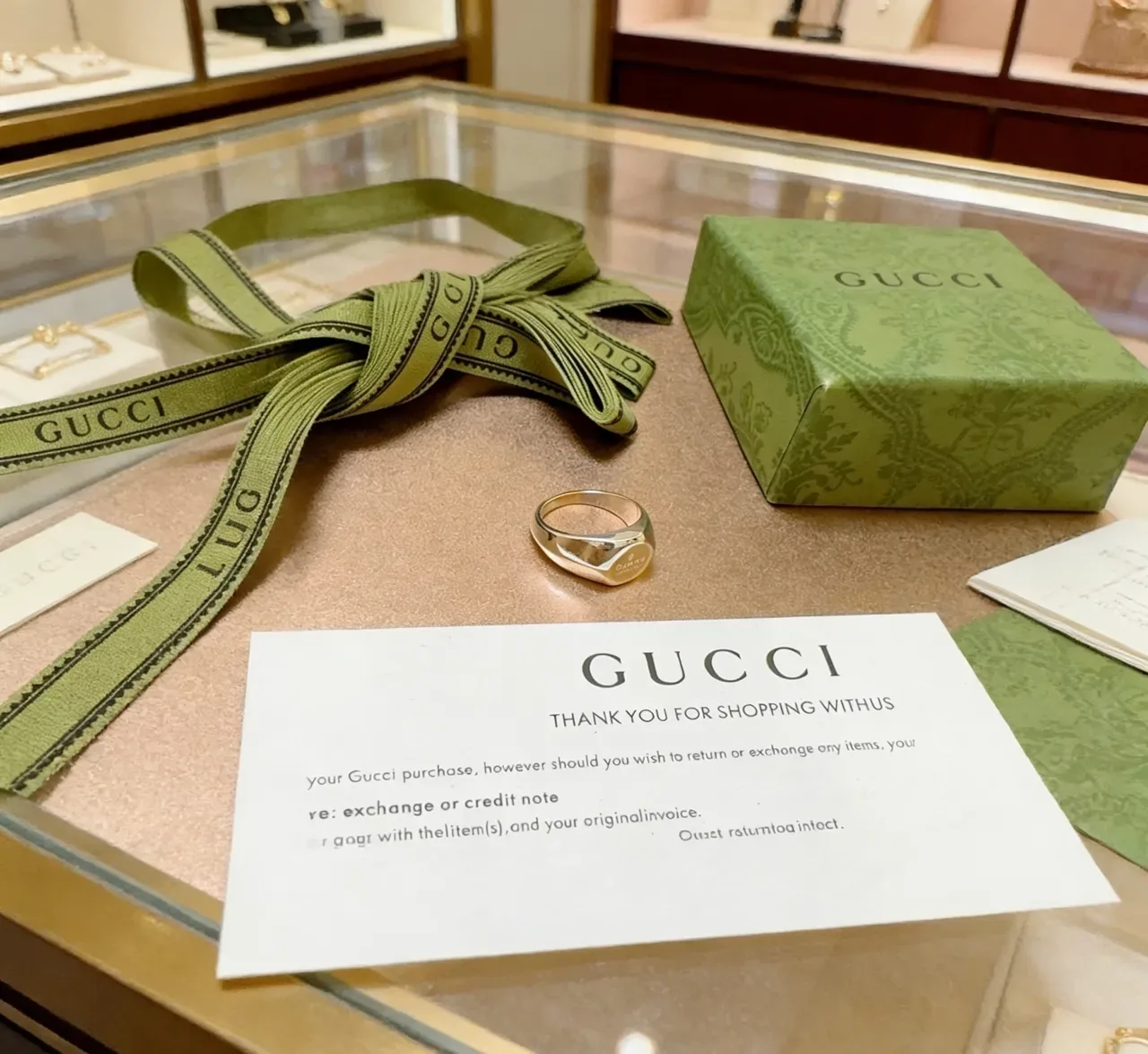 Gucci Signet Ring Gold-Tone Shield Engraved Logo Ring 4