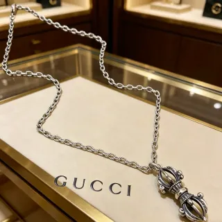 Gucci Silver Beaded Link Chain Necklace
