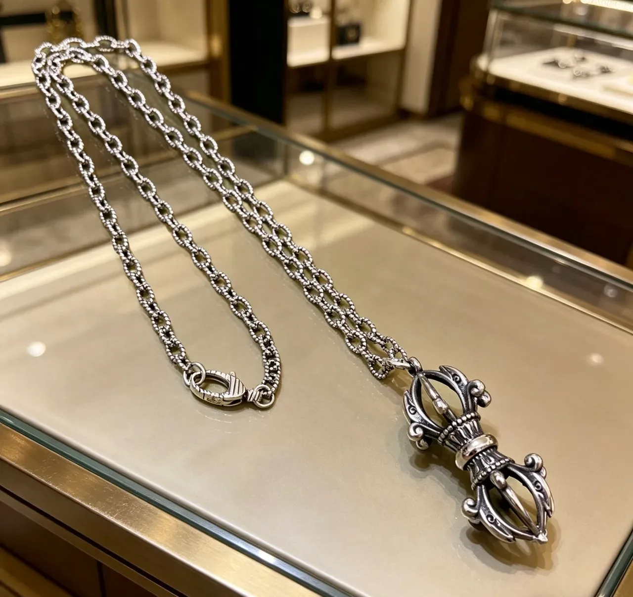 Gucci Silver Beaded Link Chain Necklace 9