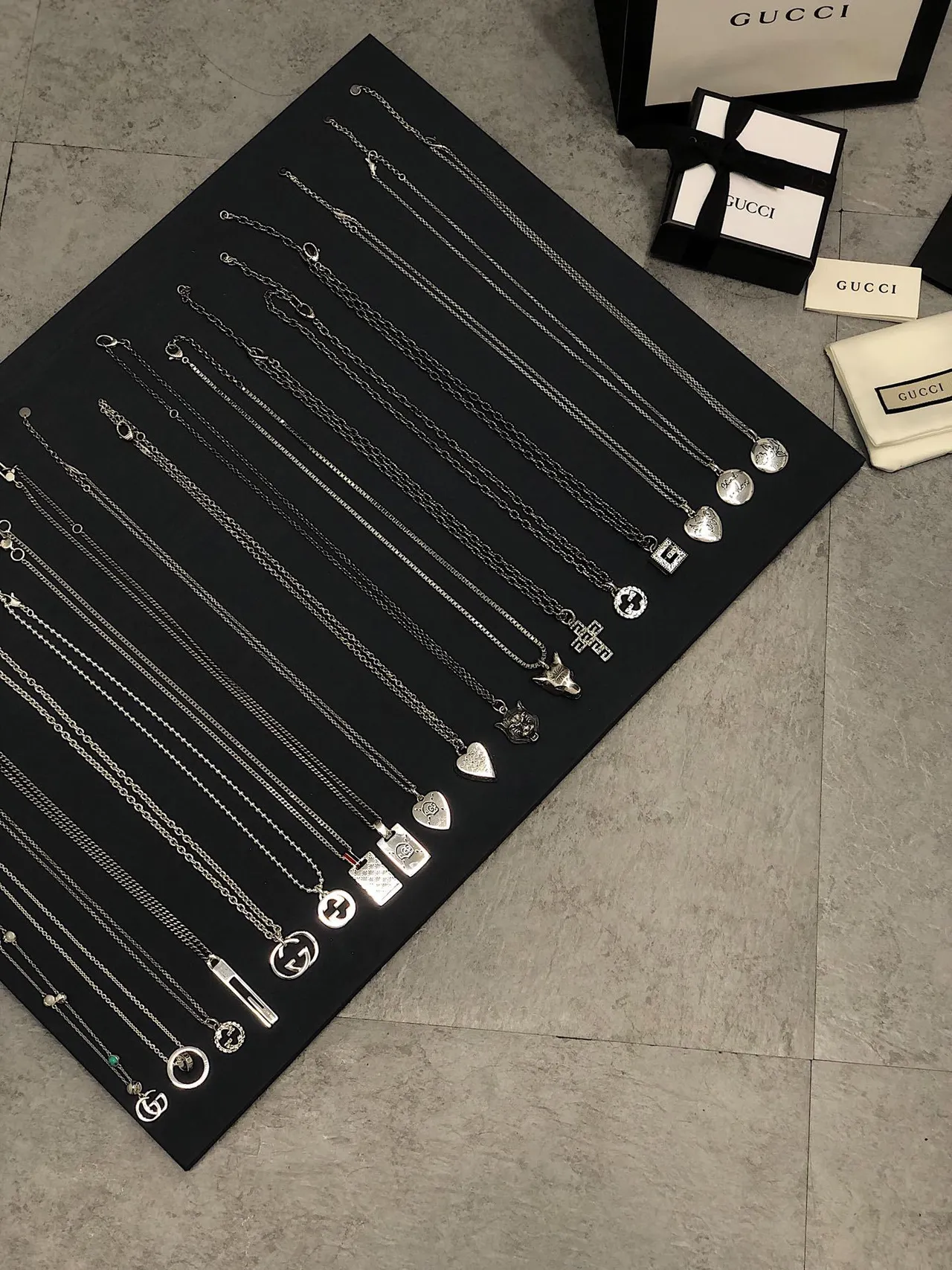 Gucci Silver Black Metal Engraved Motifs Necklace 4