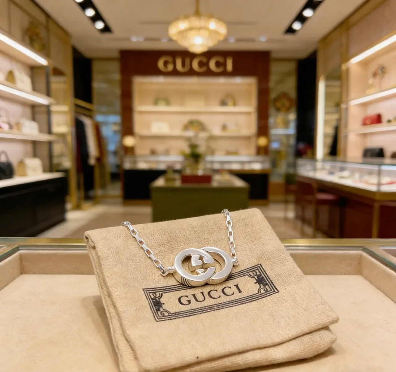 Gucci Silver Interlocking Double-G Logo Polished Chain Bracelet 3