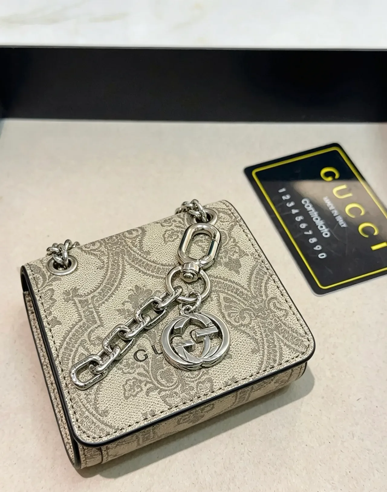 Gucci Silver Interlocking G Logo Rope-Textured Border Jewelry 5