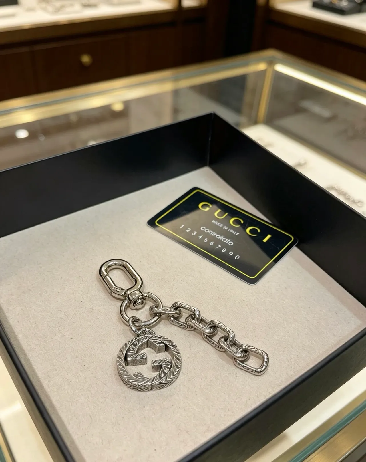 Gucci Silver Interlocking G Logo Rope-Textured Border Jewelry 9