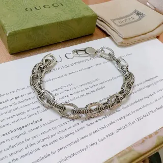 Gucci Silver Interlocking Oval Links Twisted Rope Detailing Bracelet