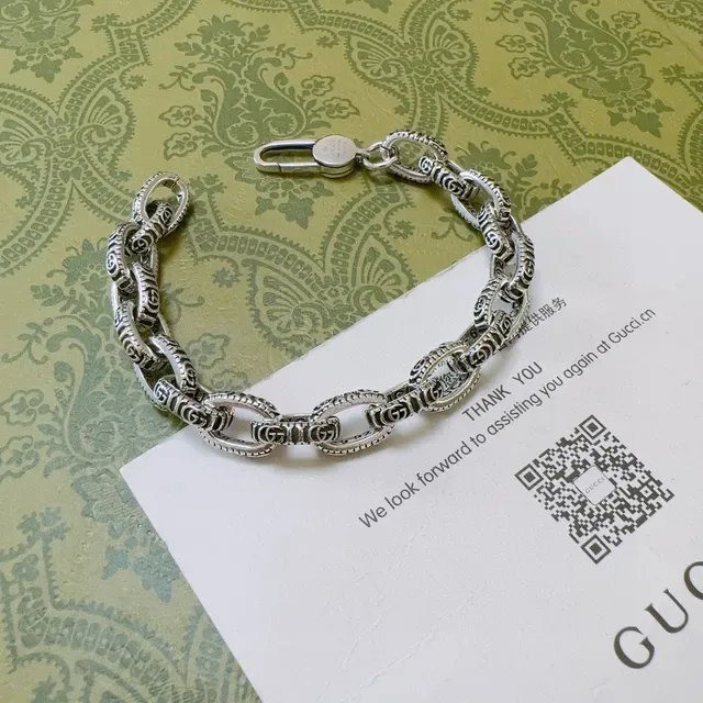 Gucci Silver Interlocking Oval Links Twisted Rope Detailing Bracelet 4