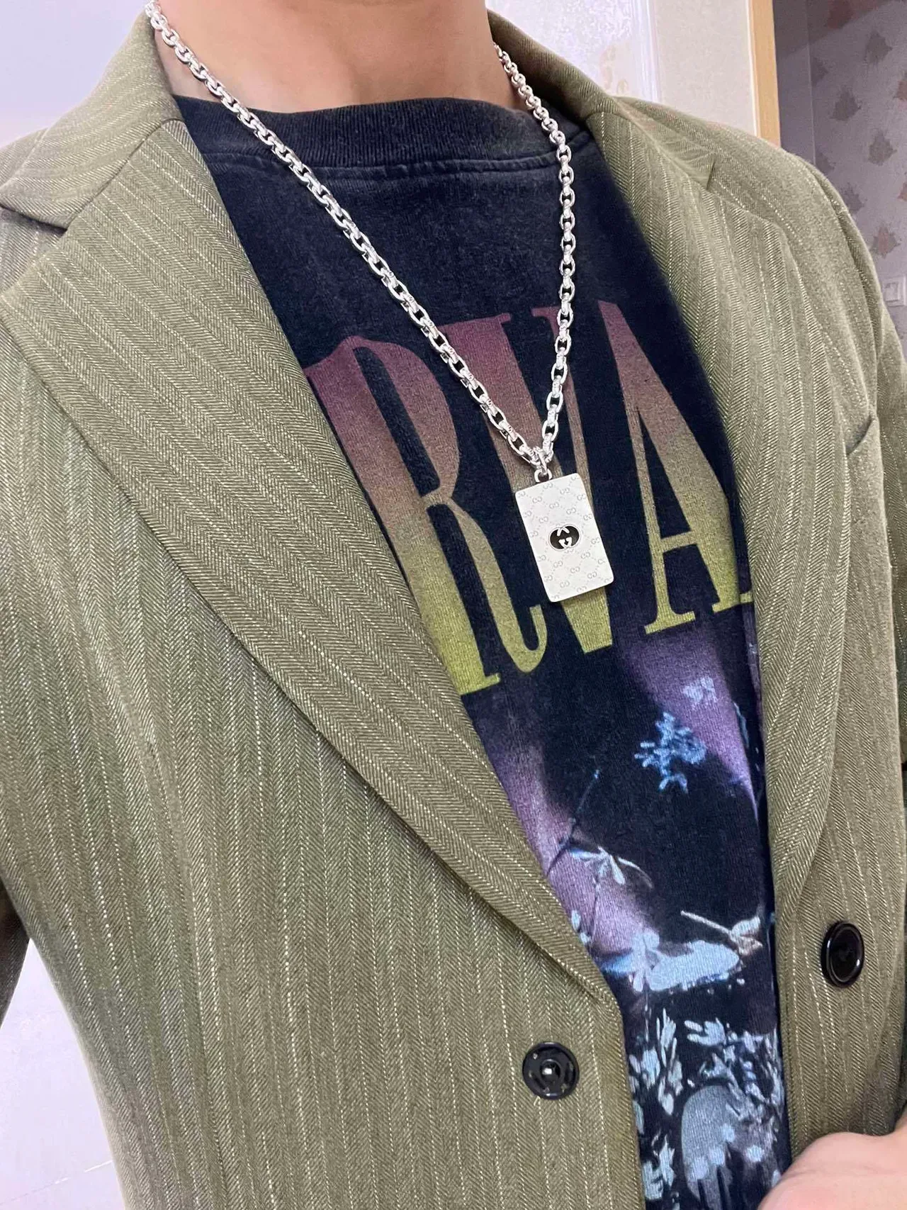 Gucci Silver-Tone Monogram Pendant Necklace 5