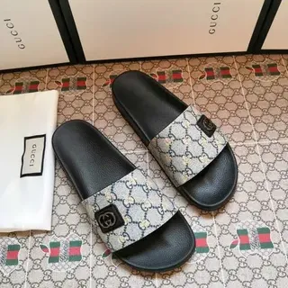 Gucci Slide GG Monogram Canvas Black Slippers
