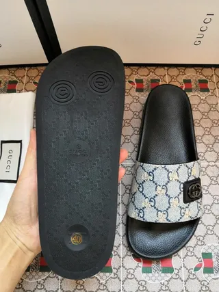 Gucci Slide GG Monogram Canvas Black Slippers 2