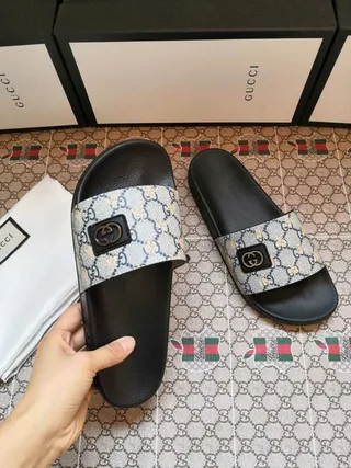 Gucci Slide GG Monogram Canvas Black Slippers 3