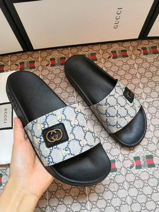 Gucci Slide GG Monogram Canvas Black Slippers 4